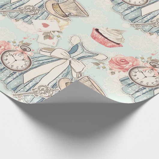 Blaue Alice im Wunderland Geschenkpapier (Ecke)