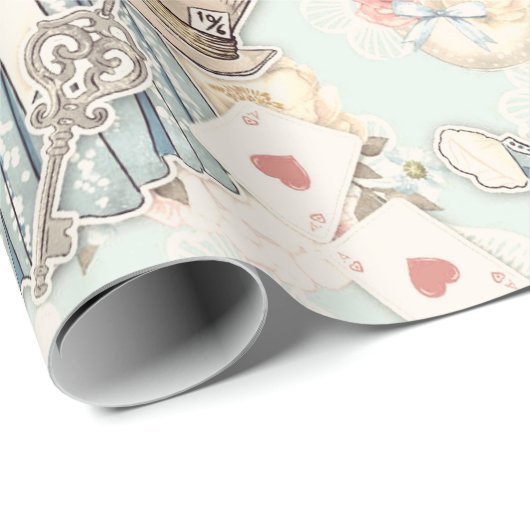Blaue Alice im Wunderland Geschenkpapier (Rolleneckpunkt)