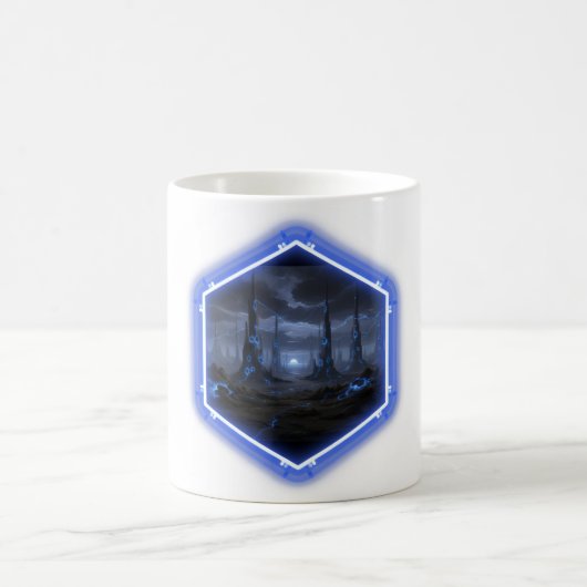Blaue Alien-Landschaft mit Mandelbrot -  Kaffeetasse (Mittel)