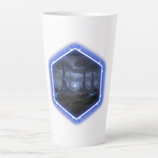 Blaue Alien-Landschaft mit Mandelbrot -  Milchtasse (Vorderseite)