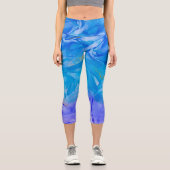 Blaue Alkoholfarbe Capri Leggings (Vorderseite)