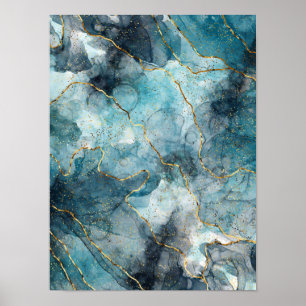 Blaue Alkoholtinte Poster