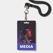 Blaue All-Access-Pass-Foto-ID Ausweis (Vorderseite mit Lanyard)