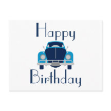 Blaue Alles Gute zum Geburtstag Auto Grußkarte