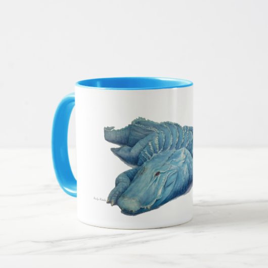 Blaue Alligatorkaffee-Tasse Tasse (Vorderseite Links)
