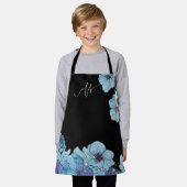 Blaue Aloha-Blumen-Schürze Schürze (Getragen)