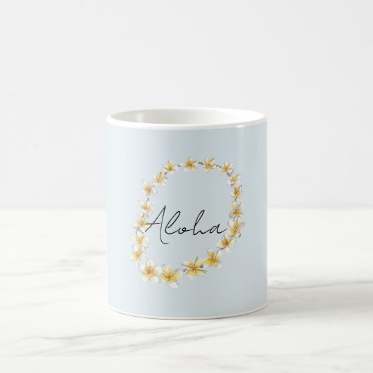 Blaue Aloha-Plumeria-Blumenlei Kaffeetasse (Mittel)
