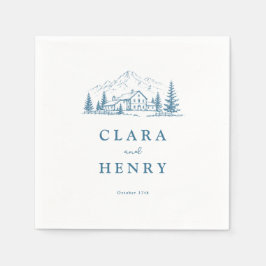 Blaue Alpen Lodge Winterhochzeitsservietten Serviette