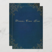 Blaue alte Antike vergoldete Bucheinband Einladung (Vorne/Hinten)