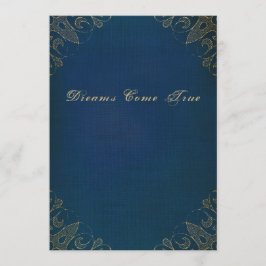 Blaue alte Antike vergoldete Bucheinband Einladung