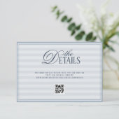 Blaue alte Geld-Hochzeits-QR-Code-Details Begleitkarte (Stehend Vorderseite)