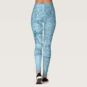 Blaue alte Weltkarte Leggings (Rückseite)