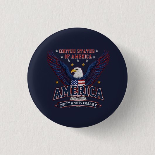 Blaue Amerika 250-Jahr-Feier Semiquincentennial Button (Vorderseite)