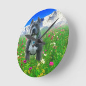 Blaue amerikanische Pitbull Terrier, Spiess-Spitze Runde Wanduhr (Winkel)