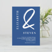 Blaue Ampere und Namen Foto Hochzeit Einladung (Stehend Vorderseite)