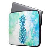 Blaue Ananas auf Aquarellspritze Laptopschutzhülle (Vorderseite Links)