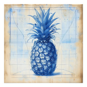 Blaue Ananas Grafik Fotodruck