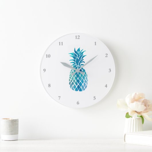 Blaue Ananas Große Wanduhr (Zuhause)