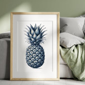 Blaue Ananas Illustrierte Printwerbung Kunst Poster
