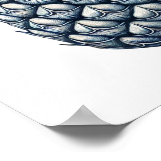 Blaue Ananas Illustrierte Printwerbung Kunst Poster (Ecke)