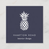 Blaue Ananas Mitternacht Quadratische Visitenkarte (Vorderseite)