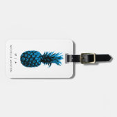 Blaue Ananas | Monogramm Custom Gepäckanhänger (Vorderseite horizontal)