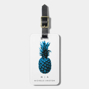 Blaue Ananas   Monogramm Custom Gepäckanhänger