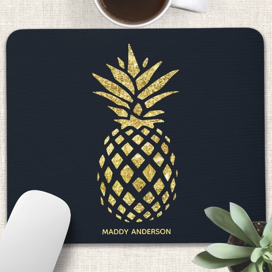 Blaue Ananas-Monogramm Mousepad