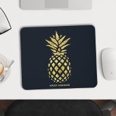 Blaue Ananas-Monogramm Mousepad