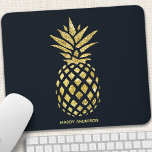Blaue Ananas-Monogramm Mousepad<br><div class="desc">Navy Blue Gold Ananas Monogram Mouse Pad. Schönes elegantes Marineblau und goldenes tropisches Ananas Design.</div>