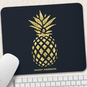 Blaue Ananas-Monogramm Mousepad