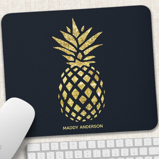Blaue Ananas-Monogramm Mousepad