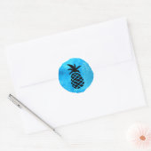 Blaue Ananas Runder Aufkleber (Umschlag)