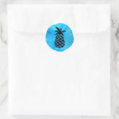 Blaue Ananas Runder Aufkleber (Tasche)