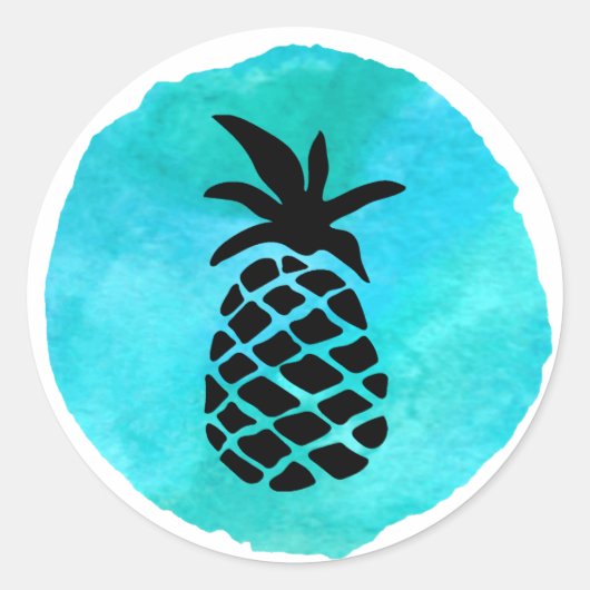 Blaue Ananas Runder Aufkleber (Vorderseite)