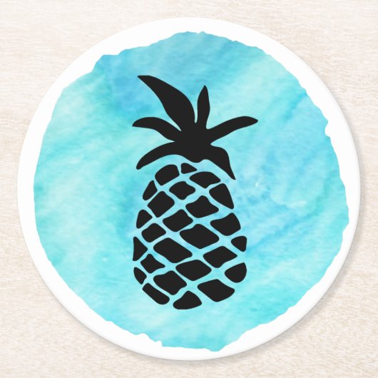 Blaue Ananas Runder Pappuntersetzer (Vorderseite)