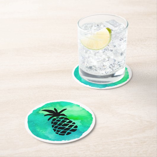 Blaue Ananas Runder Pappuntersetzer (Vor Ort)