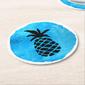 Blaue Ananas Runder Pappuntersetzer (Angewinkelt)