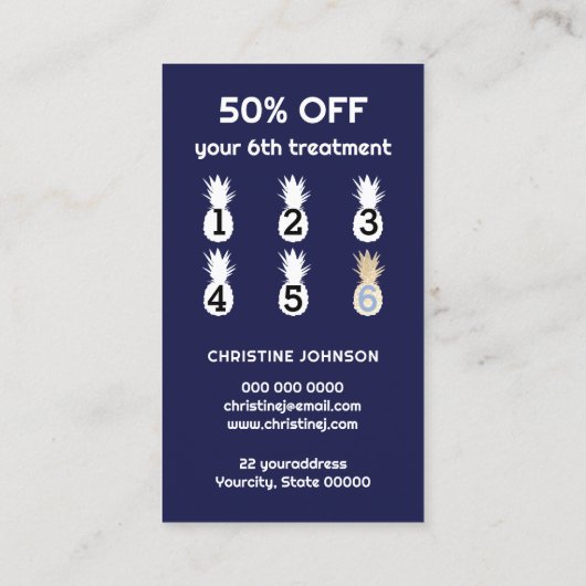 Blaue Ananas-Treuekarte Visitenkarte (Rückseite)