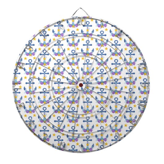 Blaue Anchor Lila Seashells Gelber Seestern Dartscheibe (vorne)
