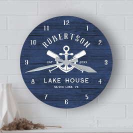 Blaue Anchor-Oars der Marine Runde Wanduhr