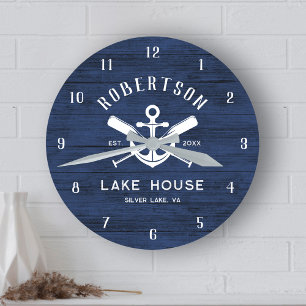 Blaue Anchor-Oars der Marine Runde Wanduhr
