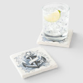 Blaue Anchor Steinuntersetzer (Seitenansicht)