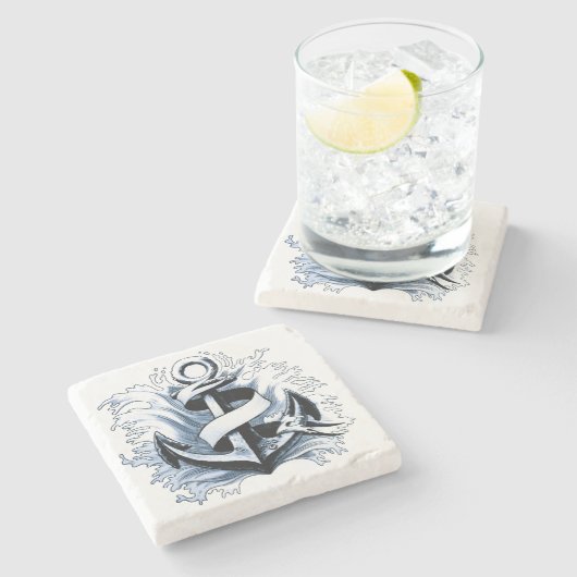 Blaue Anchor Steinuntersetzer (Seitenansicht)