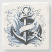 Blaue Anchor Steinuntersetzer (Vorderseite)