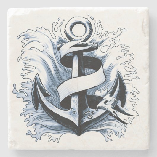 Blaue Anchor Steinuntersetzer (Vorderseite)