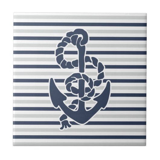 Blaue Anchor Weißgraue Streifen Fliese (Vorderseite)