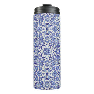 blaue andalusische marokkanische Blumenmosaik Thermosbecher