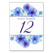 Blaue Anemone Aquarellkunst Tischnummern (Rückseite)