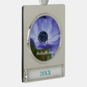 Blaue Anemone Banner-Ornament Silber (Rechts)
